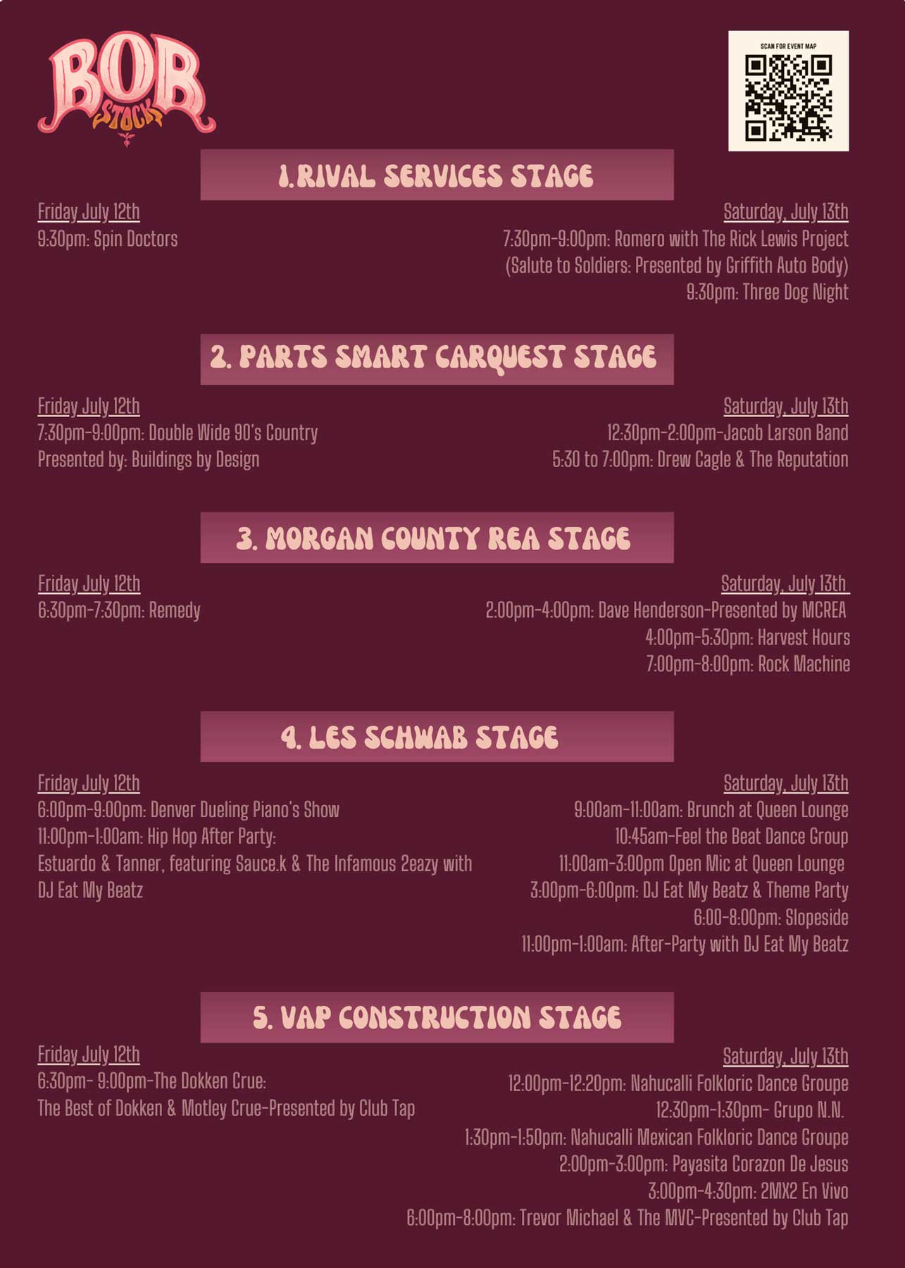 2023 Bobstock Music Festival Map